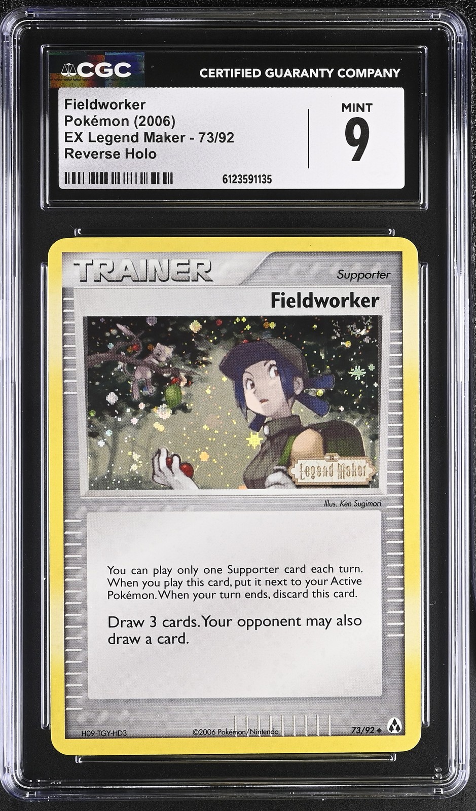 CGC 9 Fieldworker 2006 EX Legend Maker 73/92 Reverse Holo STAMPED Pokemon Card