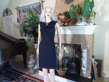 Tory Burch Black 100% Silk Sheath Dress w/ Ruffle Front Detail — Size 2