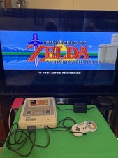 Super Nintendo SNES PAL Console Bundle Controller + Zelda game Tested