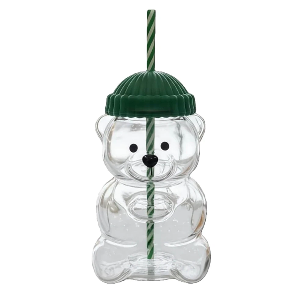 2025 Holiday New Glass Bear Cold Cup With Straw 20oz Mug Jar Coffee Unbranded - Image 2 of 4