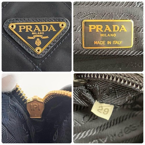 Prada Quilted Nylon Saffiano Leather Mini Bag Dark Navy Chain Strap - Picture 19 of 19