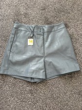 Grey Croc-effect Faux Leather Shorts Size 14 New with Tags