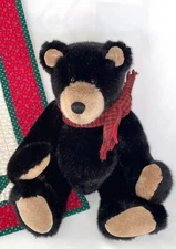 Vintage OOAK Artisan Signed 15" Black Teddy Bear Mohair ? Fully Jointed Exc Cond
