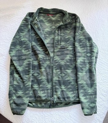 NWOT Gerry Weber Fleece Full Zip-Up Jacket Men s Medium Green Aztec Patterned
