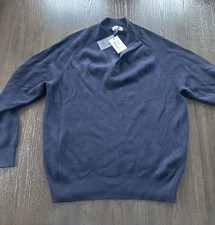 Men  s PETER MILLAR Crown Magnet Button 100 Merino Wool Sweater  Sz XL  Navy