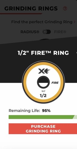 1/2” FIRE GRINDING RING 95% Life Remaining.