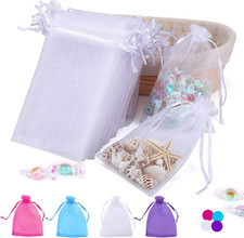 100PCS 4x6 Inch Organza Gift Bags for Jewelry Party Wedding Favor White
