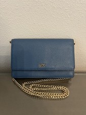 Michael Kors Mott Leather Crossbody Clutch/Wallet/Phone Bag, Blue, EUC