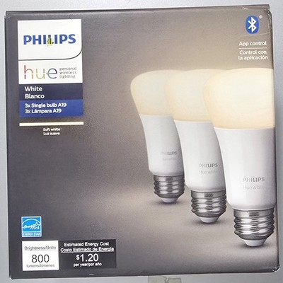 Philips Hue White A19 LED Smart Light Bulb  10W 800 Lumen 3 Pack 