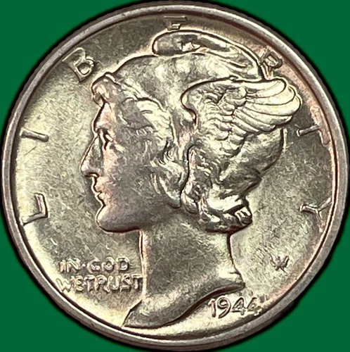 1944 Mercury Dime Choice Almost Uncirculated AU+/UNC Coin #37792