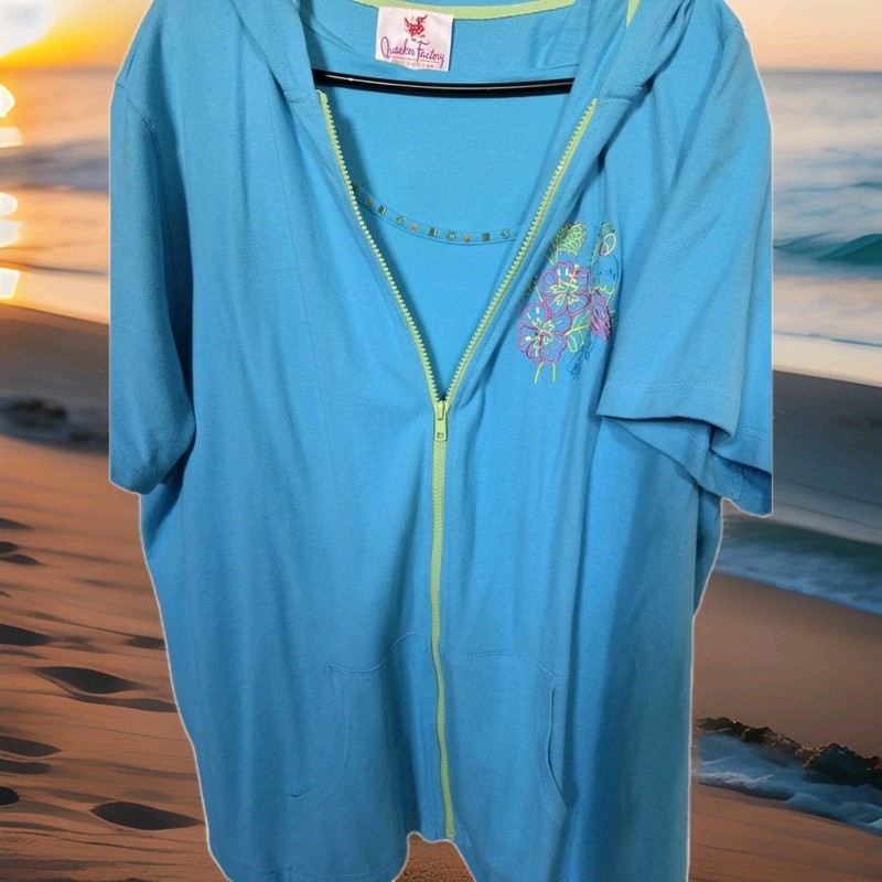 QUACKER FACTORY Vibrant Summer  Set, 2 Pc Tank & Hoodie Womens 2x Sparkling Tops