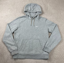 Nike Hoodie Mens Medium Gray Club Fleece Pullover Sweatshirt Swoosh Gym Workout
