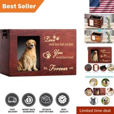 Elegant Wooden Pet Memorial Urn for Dogs or Cats, 140ci - Photo Frame Included