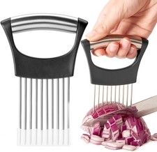 Onion Slicer, Stainless Steel Onion Holder for Slicing with Protective Case, Oni