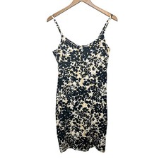 VTG Y2K Old Navy Dress Black Tan White Floral Strappy Sun Vacation Summer 10