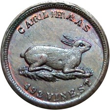 1863 Cincinnati Ohio Civil War Token Carl Haas Bunny Rabbit
