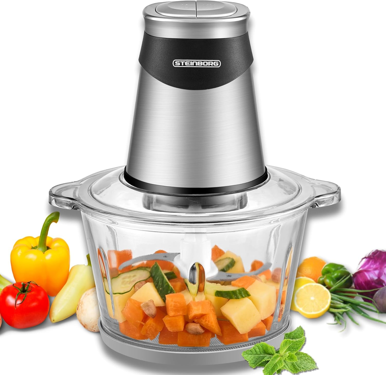 Tritatutto Elettrico Extra Potente, 500 W, 1,8 L, Con Contenitore in Vetro, Univ