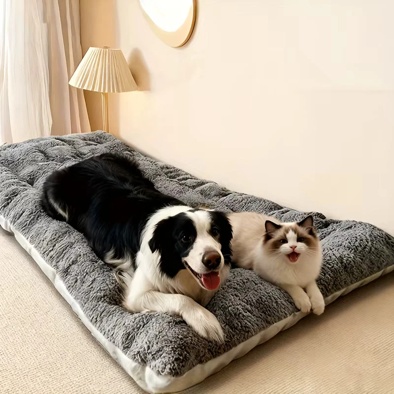 Large Dog Bed Plush Pet Sofa Mat Thickened Soft Polyester Crate Bed