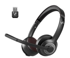 JIAMQISHI Wireless Headset with Mic for Work, Bluetooth V5.2 Headphones