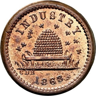 Industry Patriotic Civil War Token Beehive R8 COPPER NICKEL NGC MS65 Ex Hetrich