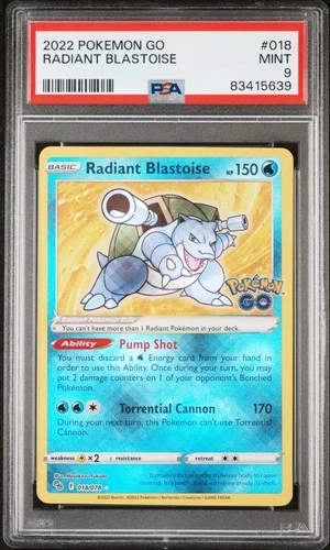 2022 POKEMON GO #018 RADIANT BLASTOISE MINT PSA 9