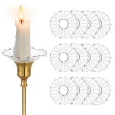 Glass Bobeches for Candlestick Holders: 12 Pcs Ribbed Candle Drip Protectors ...