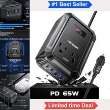 200W Car Power Inverter DC 12V to 110V AC with PD 65W USB C QC 18W Ports AC