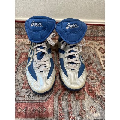 Asics JY503 Wrestling Shoes Silver Blue High Top Mens 10.5  display picture 3