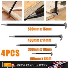 4 PCS Rolling Head Pry Bar Set Heel Pry Crow Lever Bar Set Wrecking Puller Tool