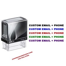 Custom Email and Phone Number Self-Inking Stamp 9/16" x 1-1/2" Impression