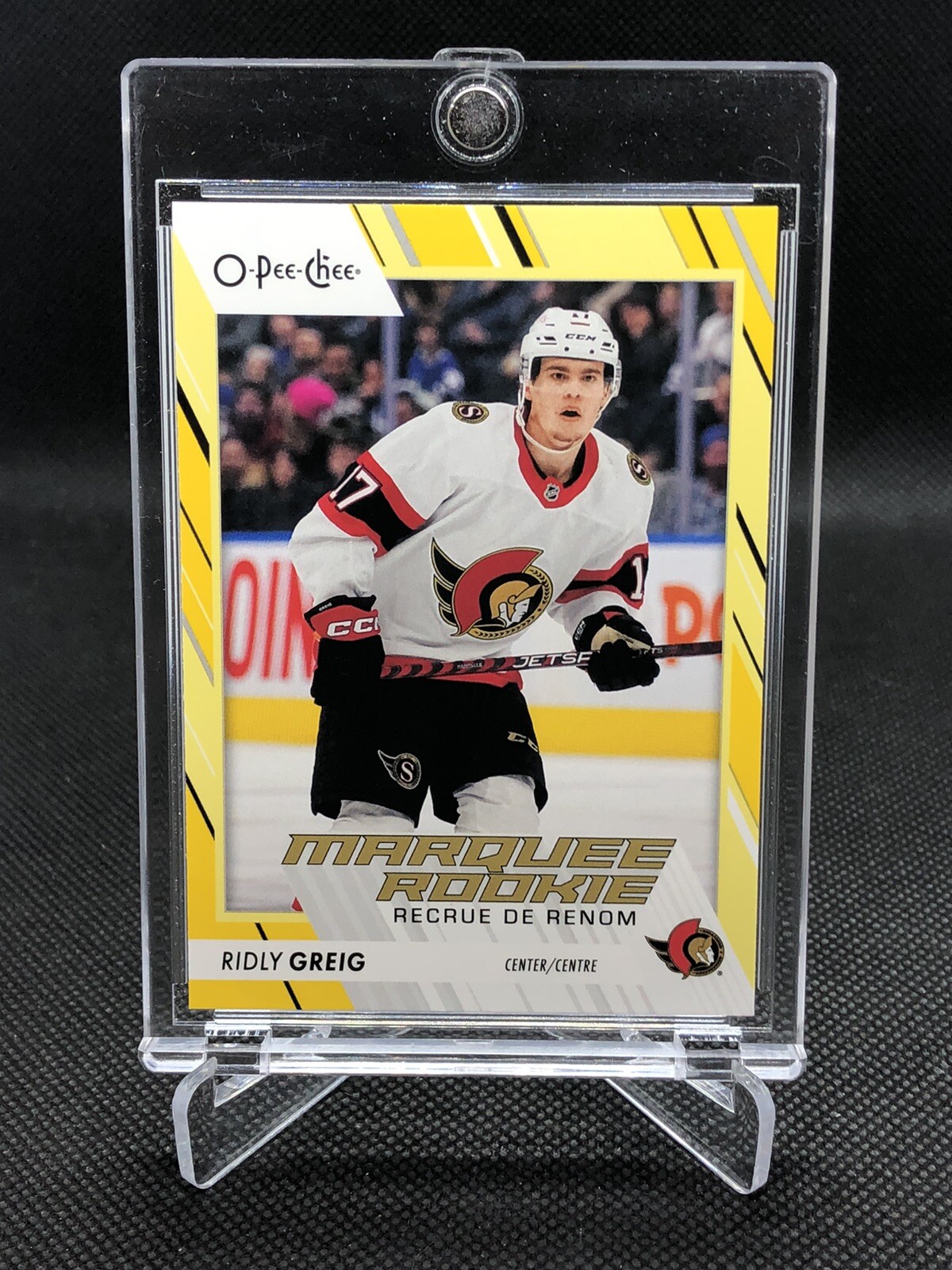 2023-24 O-Pee-Chee Ridly Greig Marquee Rookie Yellow Border #543 Ottawa Senators
