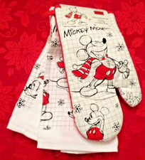 NEW, Disney Mickey Mouse 2 Kitchen Towels Mitt, 3-pc Set, Sketchbook Design