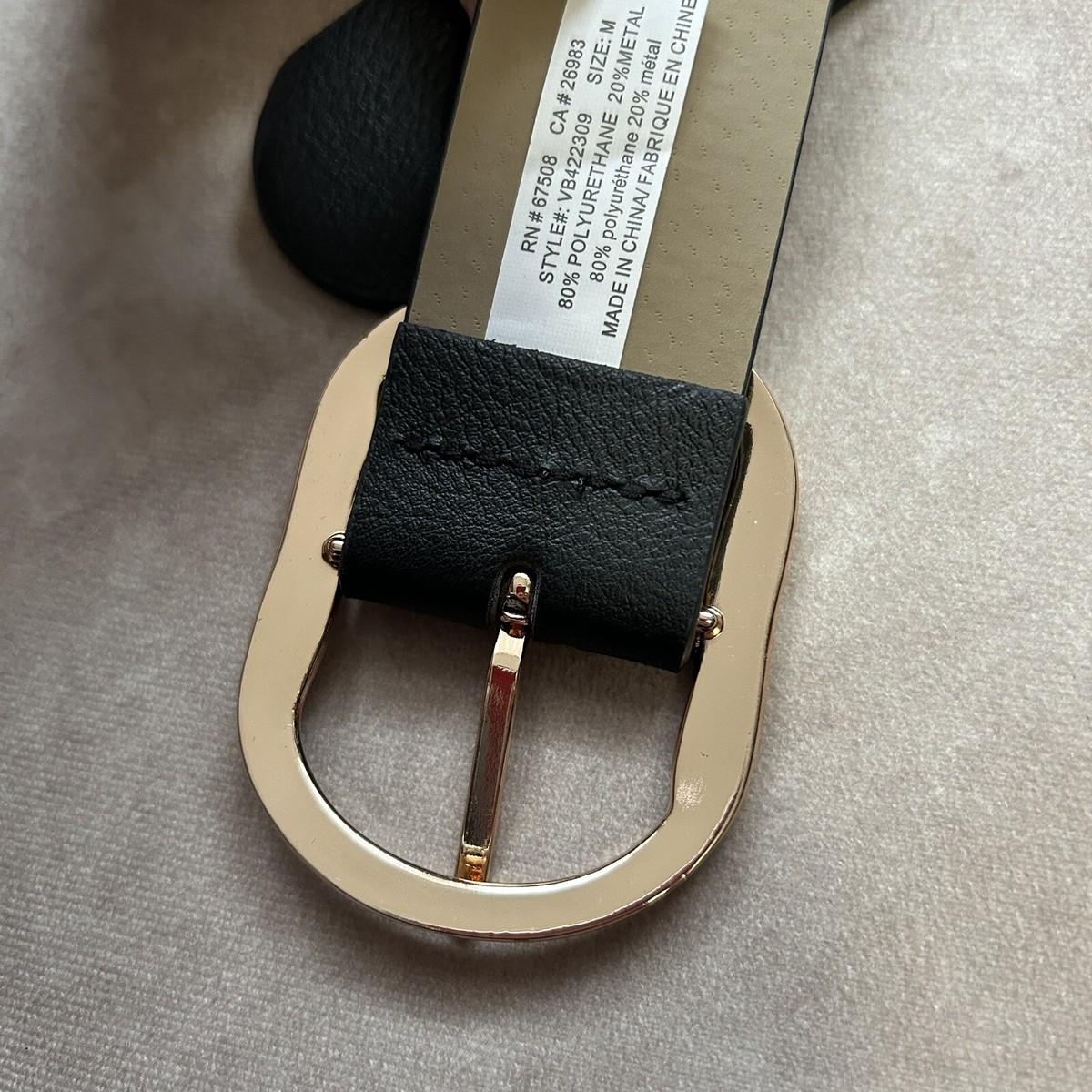 New! Black Belt Gold Buckle (One Size) NWOT Classic Gold Buckle Reversible Belt Genuine Leather Dress  main image 2