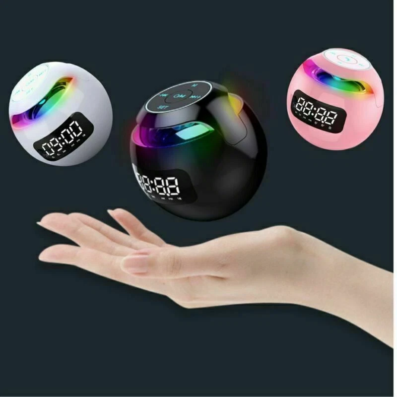 Bluetooth 5.0 Ball Music Speaker LED Display Alarm Clock FM Radio Music Players - Image 2 of 4