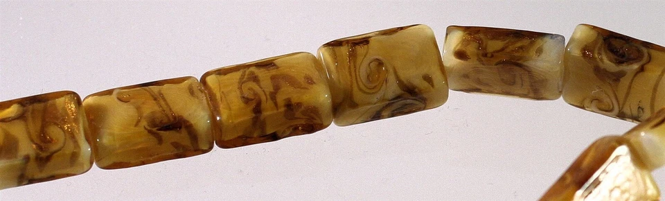 1 Strand(22) Lampwork Glass White Honey 18x12mm Flat Rectangle Beads * - Image 4 of 4