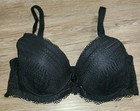 Jezebel size 38D Lace Underwire Bra Balcony Lightly Padded Black