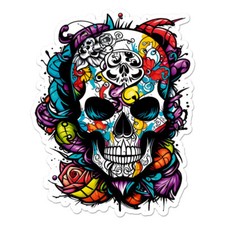 Graffiti Skull, Vinyl Decal Sticker, Indoor Outdoor, 3 Sizes, 11540
