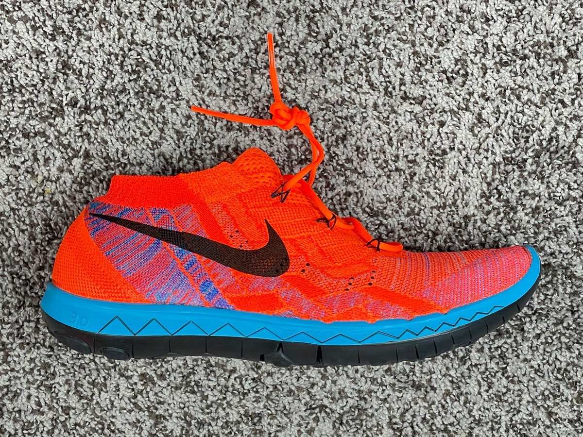 New in Box Nike Flyknit + Blue Glow Total Orange Mens 9.5 US 43 EUR RARE Nike RWB Inflicts ~ Size 12.5 - $275 + Shipping - These are  main image 4