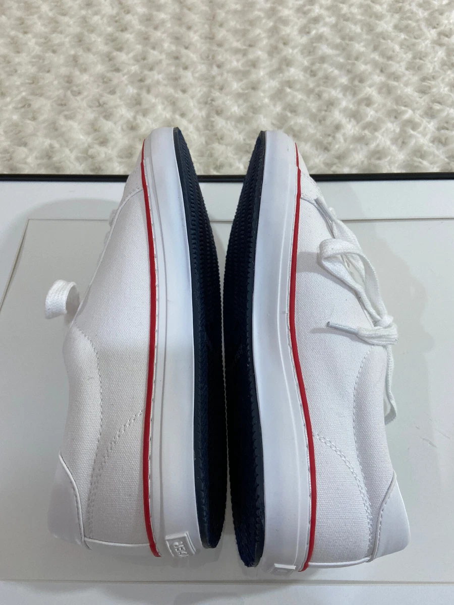 Tommy Women Flat shoes White Red NWOT S 10M Lace Up Canvas Sneakers eBay