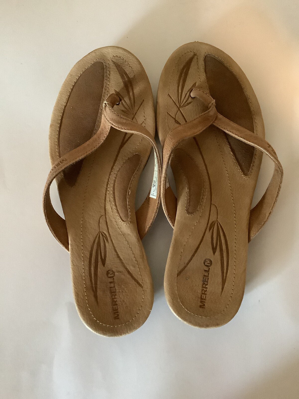 Sandali da passeggio infradito Merrell taglia 5 marrone chiaro zeppa