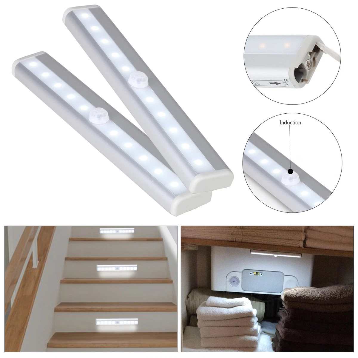 Battery Operated LED Cabinet Light PIR Motion Sensor Kitchen