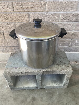 REVERE WARE Stock Pot qt w/ Lid 89 A Handles Stainless Steel 1801