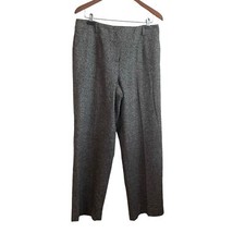 Talbots Women Tweed Wool Pants 12 Black Straight Leg Pockets Comfort Workwear