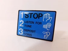 1 - Scarce Original NOS 1 2 3 Informational Single Slot Payphone SIGN Blue&White