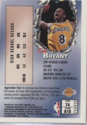 1996-97 Topps Finest - Kobe Bryant #74 for sale | eBay