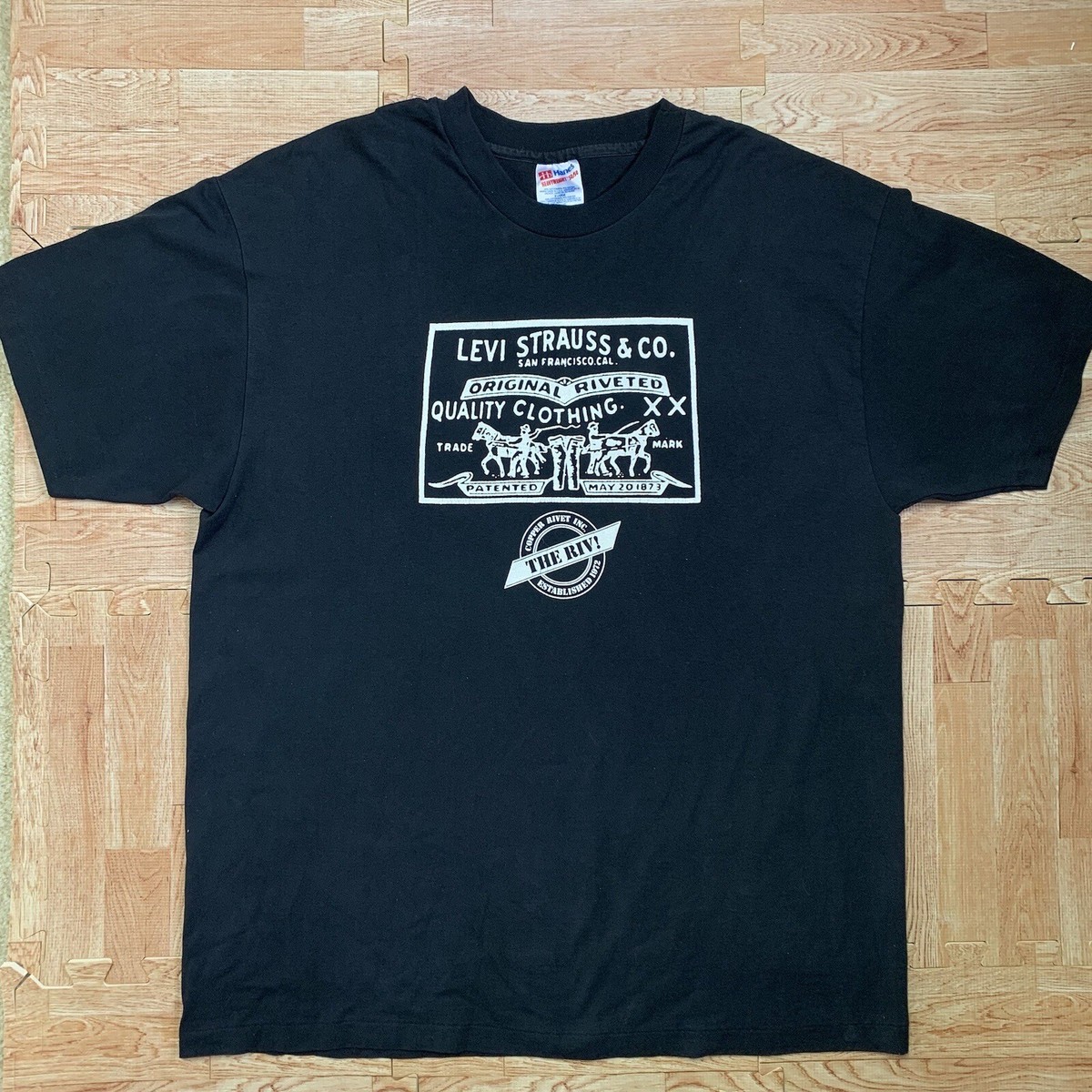 Vintage Levi Strauss Copper Rivet Shirt Black Mens XL Single