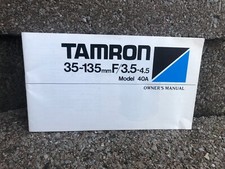 Vintage Tamron Model 40A Lens Owner's Manual