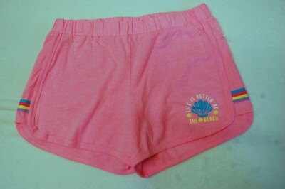 Girls PINK KNIT SHORTS Casual Play LIFE IS BETTER AT THE BEACH