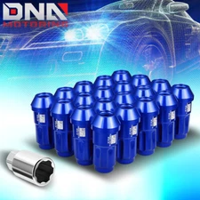 J2 20Pcs Blue Aluminum M12 x 1.25 24mm OD 50mm Height Closed End Style Lug Nuts