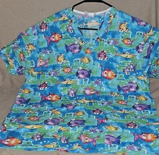 Scrub Top Medium Hospital Fish Sea Nurse